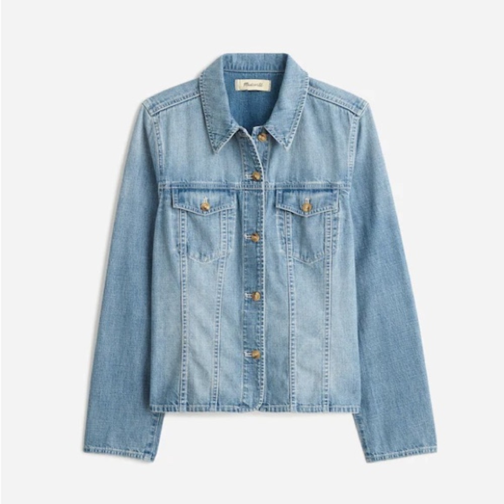 NWOT Madewell “Shrunken Button-Front Shirt” Denim Sanwald Wash Blue Jean Jacket